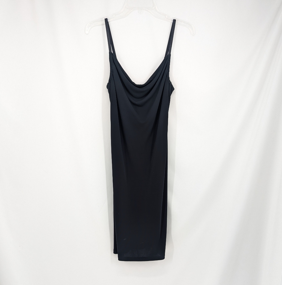 Vintage 90s Y2K The Limited Women's Midi Cowlneck Slinky Dress Black Size Small